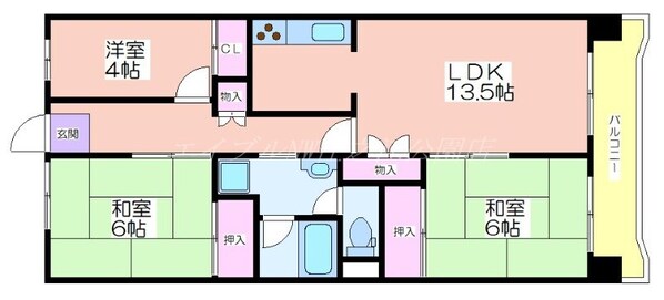 サンフラワーハイツ南港はなのまち住宅31号棟の物件間取画像